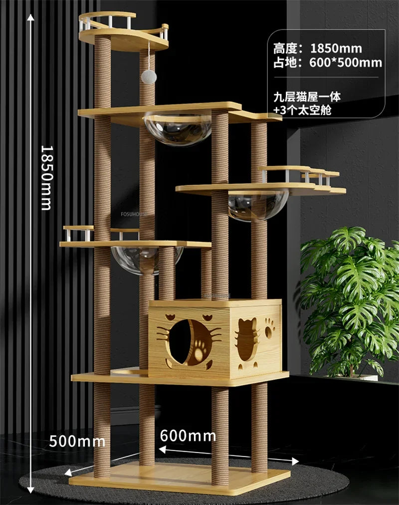 Mehrstöckiger Katzenbaum mit Hängematte
