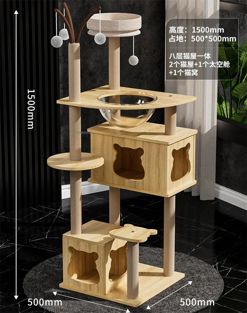 Mehrstöckiger Katzenbaum mit Hängematte