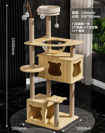 Mehrstöckiger Katzenbaum mit Hängematte
