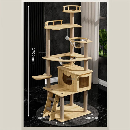 Mehrstöckiger Katzenbaum mit Hängematte